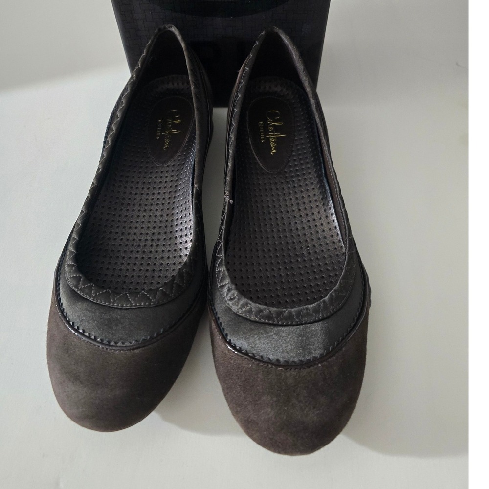 Cole Haan Air Bria Dark Brown Suede Nike Air Ballet Flats Round Toe Shoes Sz 7B - Picture 3 of 14